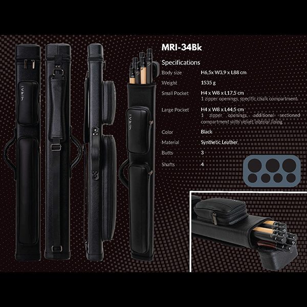 kpc_0006_Mirai Cue Case - 3 Butt 4 Shaft - Black