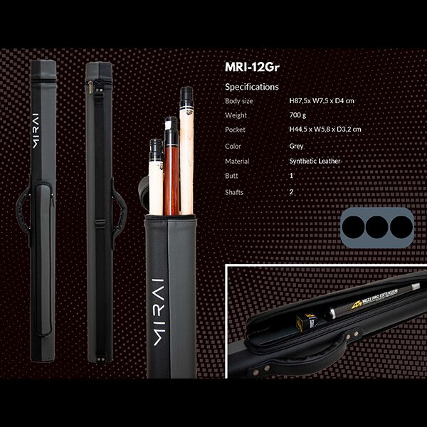 kpc_0008_Mirai Cue Case - 1 Butt 2 Shaft - Grey